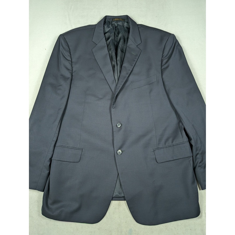 Jos A Bank Mazotto Super 120 Wool Navy Blue Mens Double Vented Blazer Size 46R - Picture 2 of 6